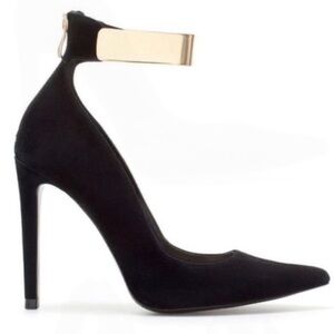 Zara suede gold black pumps